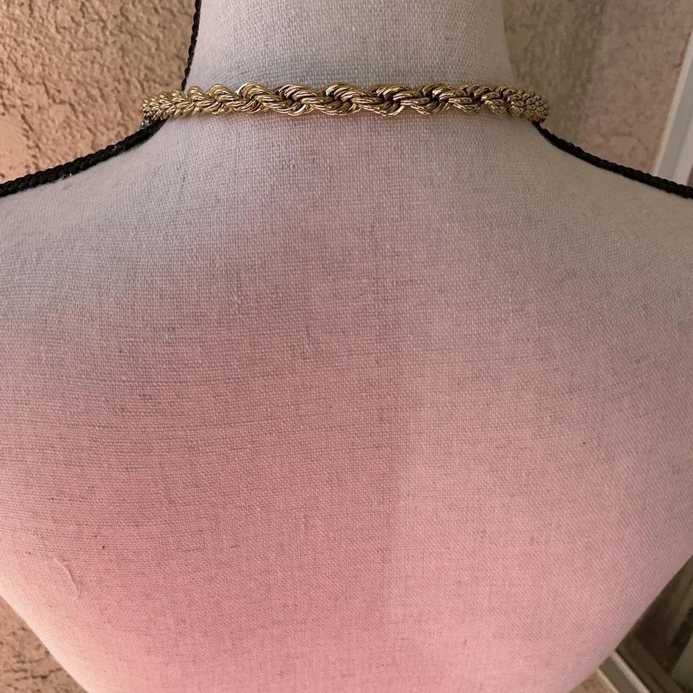 Heidi Daus Gold and Teal Tassel Necklace